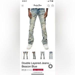 NWT!! Smoke Rise Denim Jeans Lazy Stacked Fit Flare jeans Beacon Blue Size 34x36